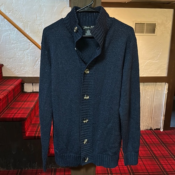 Men’s Navy Button Sweater - Picture 1 of 3